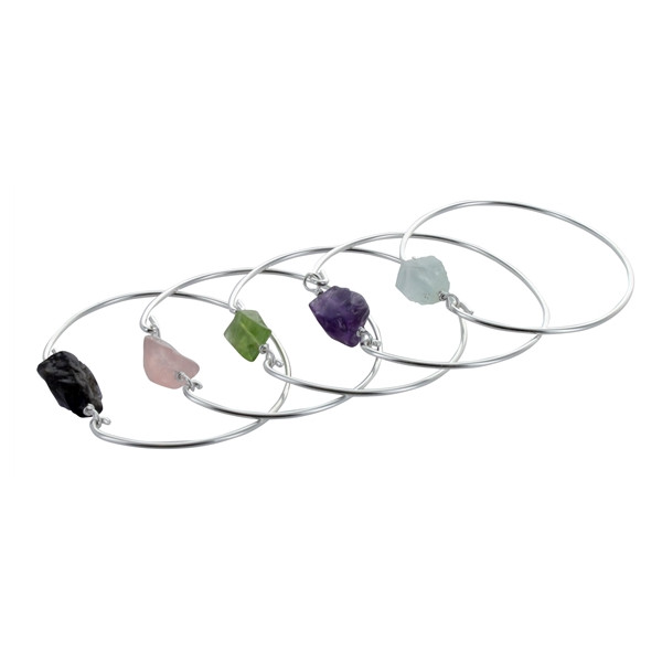 Jonc pierre brute Iolite - Argent 925