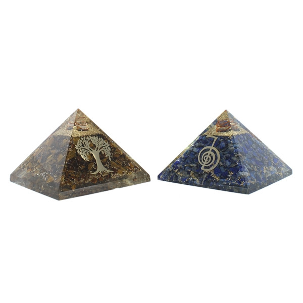 Pyramide Orgonite Lapis Lazuli avec Symbole Reiki