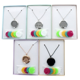 Diffuseur Sautoir Fleur de vie Argenté