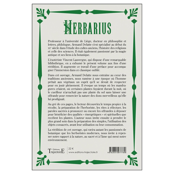 Herbarius - Recherches sur le cérémonial usité chez les anciens pour la cueillette des simples et des plantes magiques
