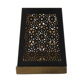 Photophore Carré Base Bois - 13 x 16 cm