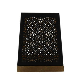 Photophore Carré Base Bois - 15,5 x 20 cm