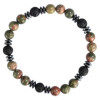 Bracelet H Unakite, Pierre de lave Perles rondes 8 mm