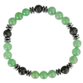 Bracelet H Aventurine Verte, Pierre de lave Perles rondes 8 mm