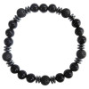 Bracelet H Onyx noir, Pierre de lave Perles rondes 8 mm