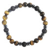 Bracelet H Oeil de tigre et Pierre de lave Perles rondes 8 mm