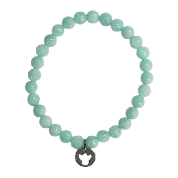 Bracelet Amazonite Perles rondes 6 mm Breloque ange
