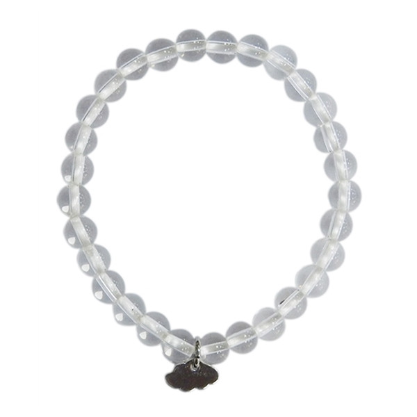 Bracelet Cristal de Roche Perles rondes 6 mm Breloque nuage