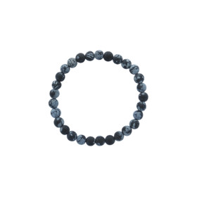 Bracelet Obsidienne mouchetée Perles rondes 6 mm Mates