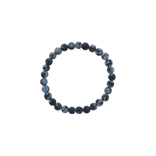 Bracelet Obsidienne mouchetée Perles rondes 6 mm Mates