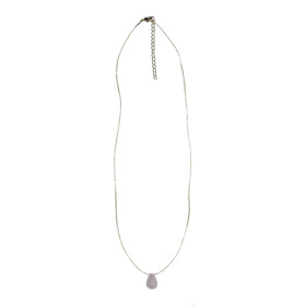 Collier Quartz Rose briolette Fil coton doré