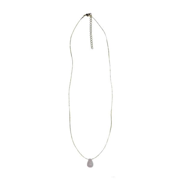 Collier Quartz Rose briolette Fil coton doré