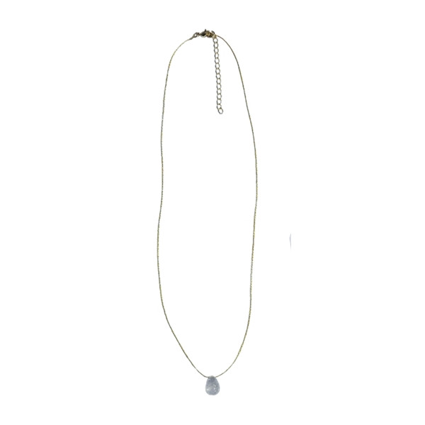 Collier Cristal de roche briolette Fil coton doré