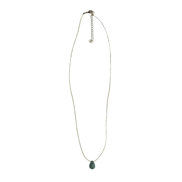 Collier Aventurine verte briolette Fil coton doré