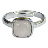 Bague Quartz Rose Carrée Bombée Métal argenté Ajustable