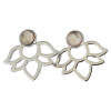 Boucles d'oreilles Quartz Rose Perle et Lotus Métal argenté