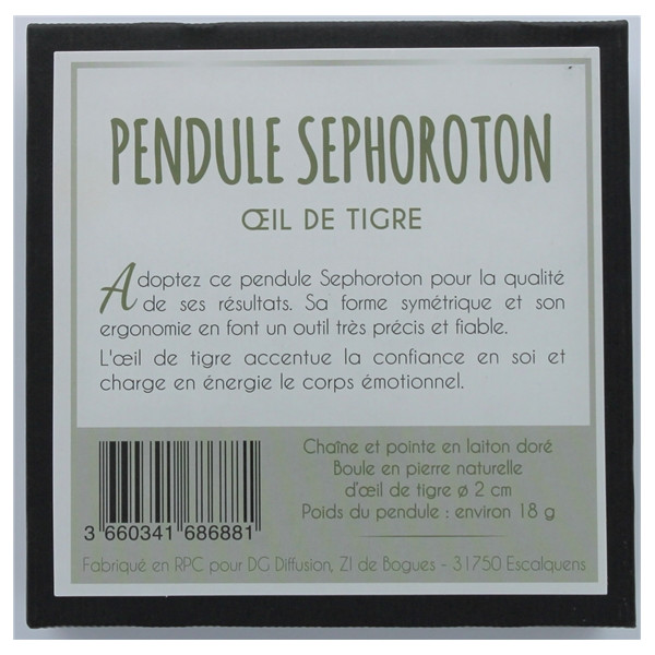 Pendule Sephoroton en Oeil de Tigre