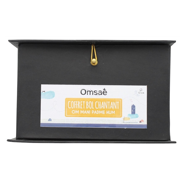 Coffret Bol Chantant Noir Om Mani Padme Hum Diamètre 10 cm