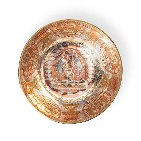 Bol chantant plaqué argent Bouddha Shakyamuni -- ±30cm； ±2600-2800g