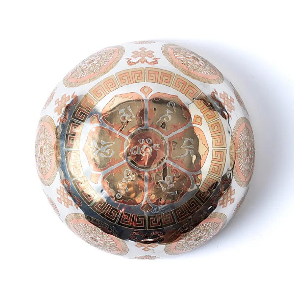 Bol chantant plaqué argent Bouddha Shakyamuni -- ±30cm； ±2600-2800g