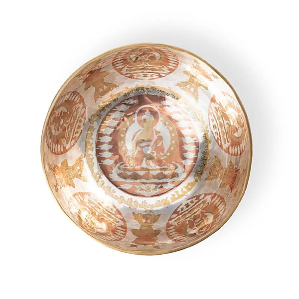 Bol chantant plaqué argent Bouddha Médecine -- ±29 cm ； ±2550-2750g