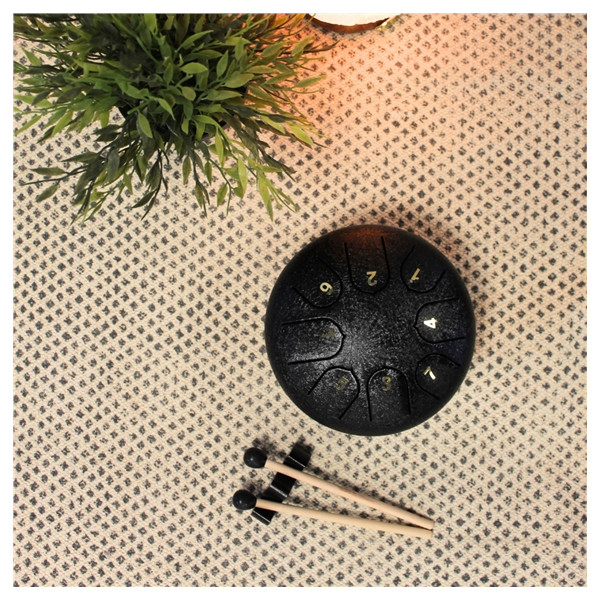 Mini Tongue Drum Noir Diamètre 15 cm