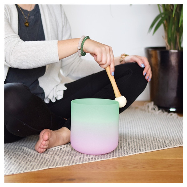 Bol Chantant en Cristal Candy Rose et Vert Diamètre 15 cm