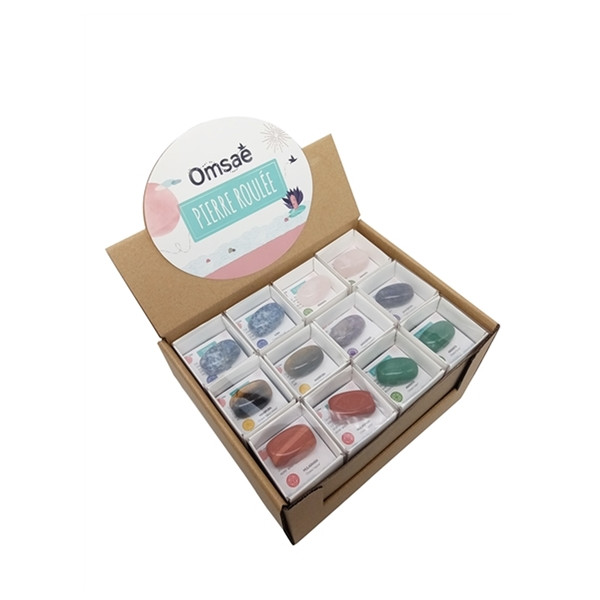 Pierre roulée Taille L avec Carte propriétés et chakra