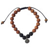 Bracelet Pierre de Lave Bois de Santal Perles rondes 8 mm Fleur de vie