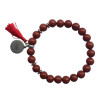 Bracelet Jaspe rouge Perles rondes 8 mm Pompon Breloque Dream