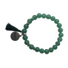 Bracelet Aventurine Verte Perles rondes 8 mm Pompon Breloque Namaste