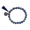 Bracelet Sodalite Perles rondes 8 mm Pompon Breloque Gratitude