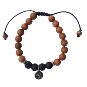 Bracelet Pierre de Lave Bois de Santal Perles rondes 8 mm Om