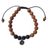 Bracelet Pierre de Lave Bois de Santal Perles rondes 8 mm Om
