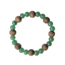 Bracelet Aventurine Verte Perles rondes 8 mm et Perles bois 1 cm