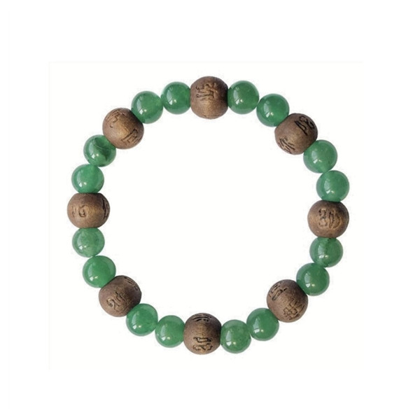 Bracelet Aventurine Verte Perles rondes 8 mm et Perles bois 1 cm