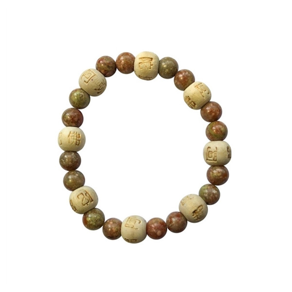 Bracelet Jaspe Perles rondes 8 mm et Perles bois 1 cm