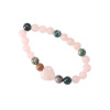 Bracelet Quartz Rose Agate Perles rondes 8 mm Perle coeur 15 mm