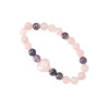 Bracelet Quartz Rose Améthyste Perles rondes 8 mm Perle coeur 15 mm