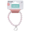 Bracelet Quartz Rose Perles rondes 8 mm et Breloque Coeur