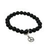 Bracelet Onyx Perles rondes 8 mm et Breloque Paix