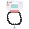 Bracelet Onyx Perles rondes 8 mm et Breloque Paix