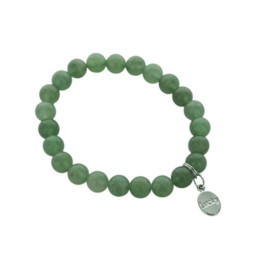 Bracelet Aventurine Verte Perles rondes 8 mm et Breloque Chance