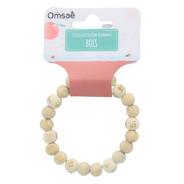 Bracelet Lucky Karma Bois clair Perles rondes 10 mm