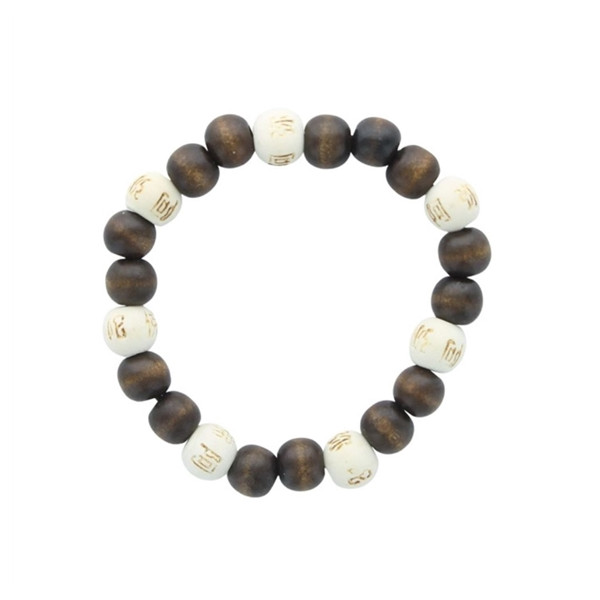 Bracelet Lucky Karma Bois clair et marron Perles rondes 10 mm
