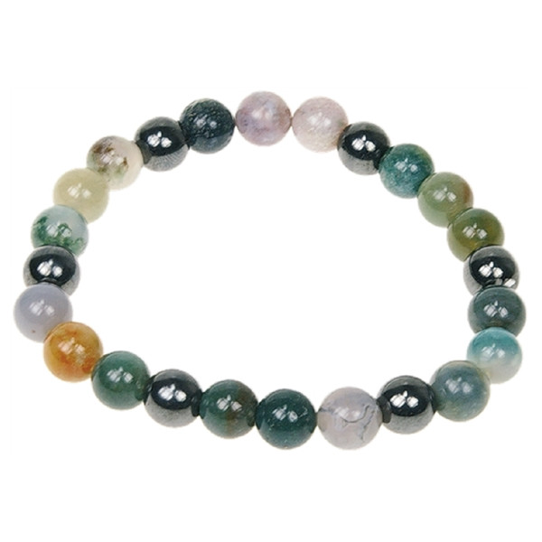 Bracelet Agate Multicolore et Hématite Perles rondes 8 mm