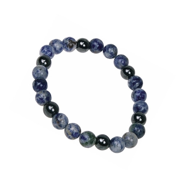 Bracelet Sodalite et Hématite Perles rondes 8 mm