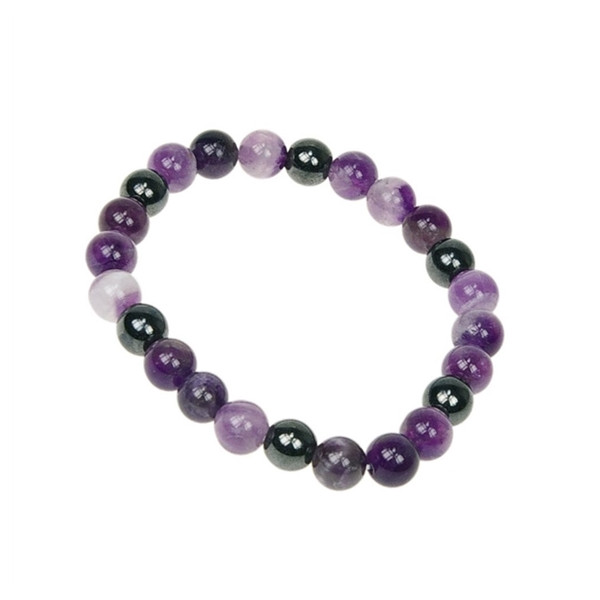 Bracelet Améthyste et Hématite Perles rondes 8 mm