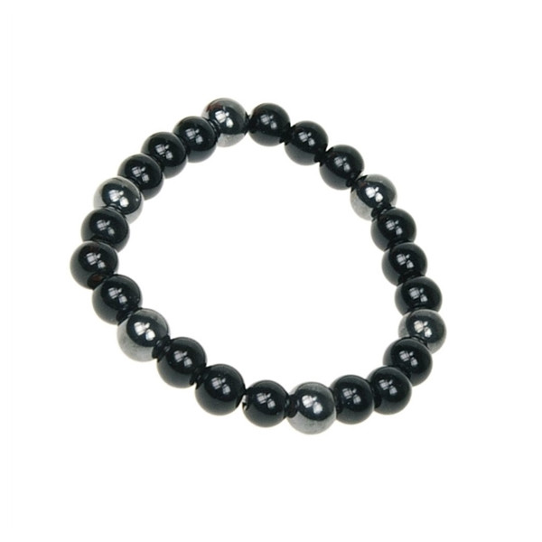 Bracelet Onyx et Hématite Perles rondes 8 mm