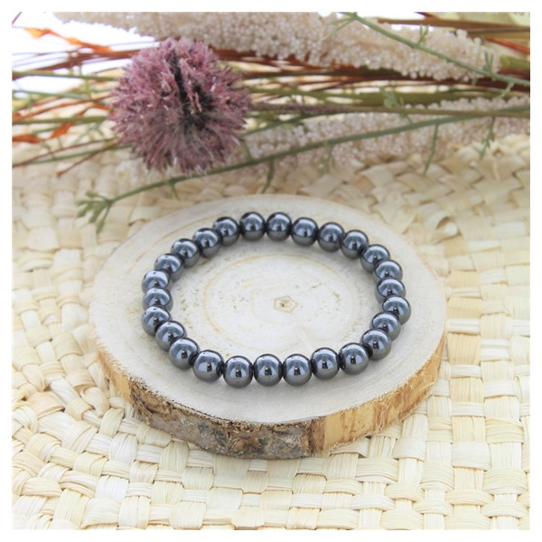 Bracelet Hématite Perles rondes 8 mm